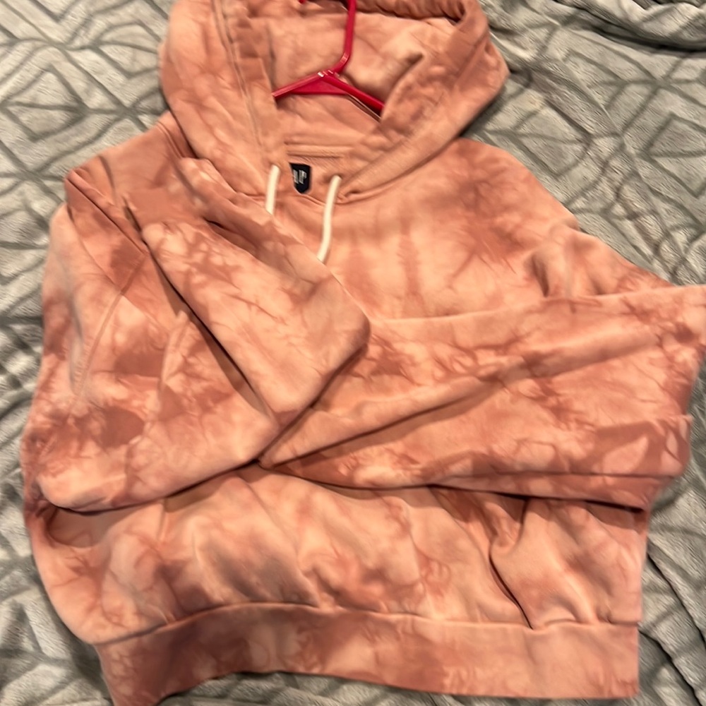 GAP Tie Dye Cropped Pink Tie Dye Hoodie